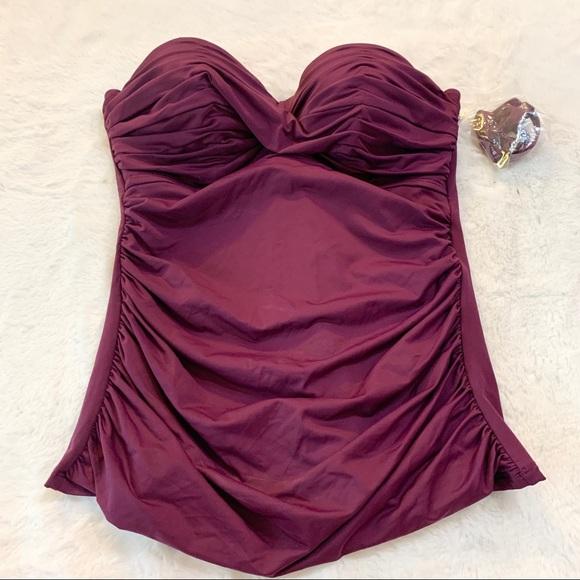 NWT Bleu Rod Beattie Purple Shirred Tankini Swim Top Size 6 - Picture 3 of 9